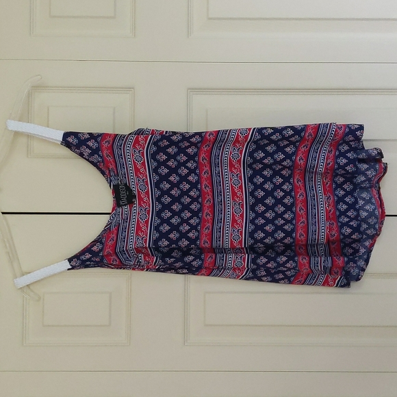 Mia Maddison Blue and Red Print Tank Top - Picture 1 of 6